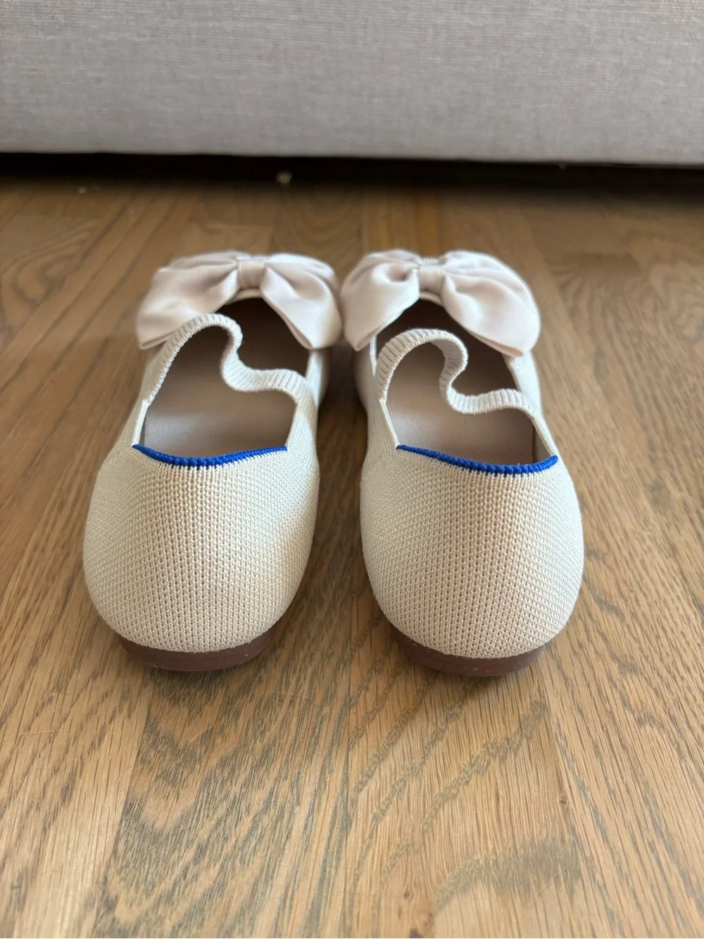 Rothy's Cream Bow Mary Jane Kids Dress Shoes NWOT